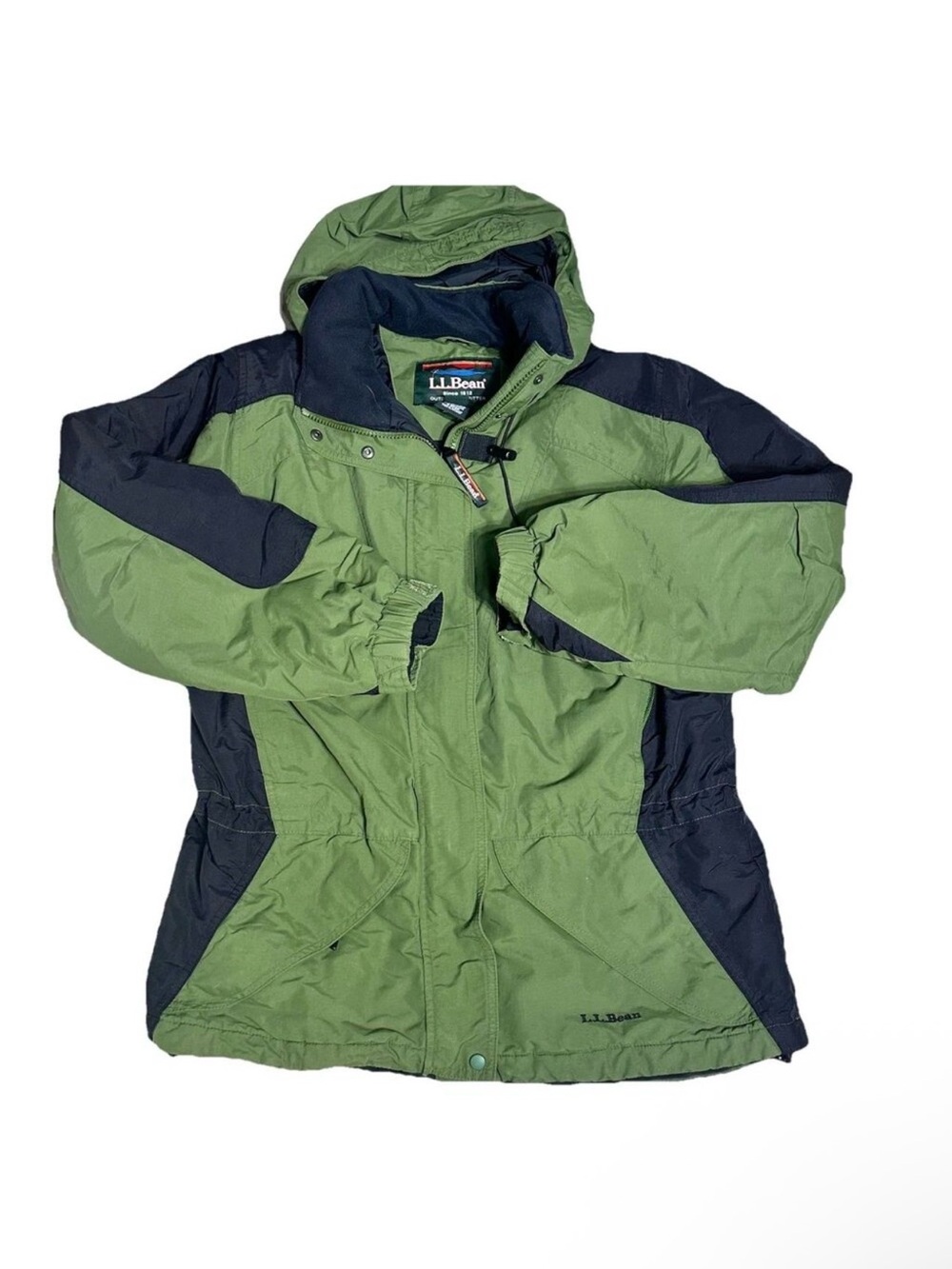 Vintage LL BEAN Hooded Parka Women's Small Thinsulate Green Black Winter Coat